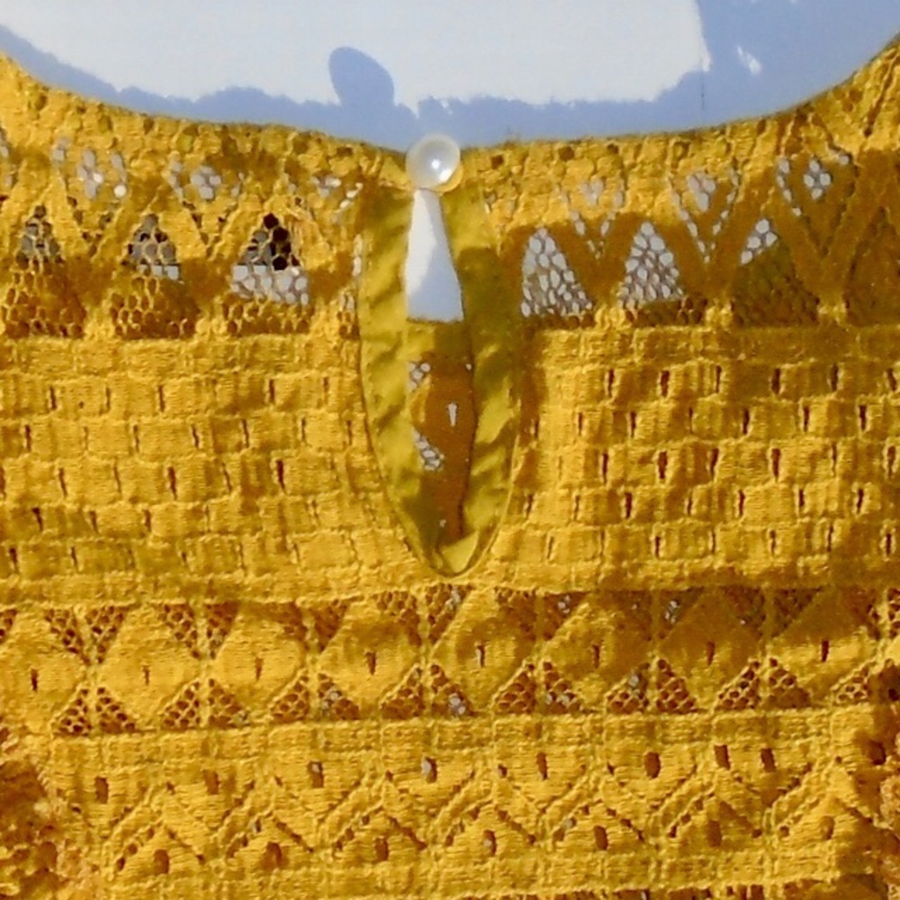 Simplee Ruffled Lace Yellow Crop Top - Picture 5 of 5